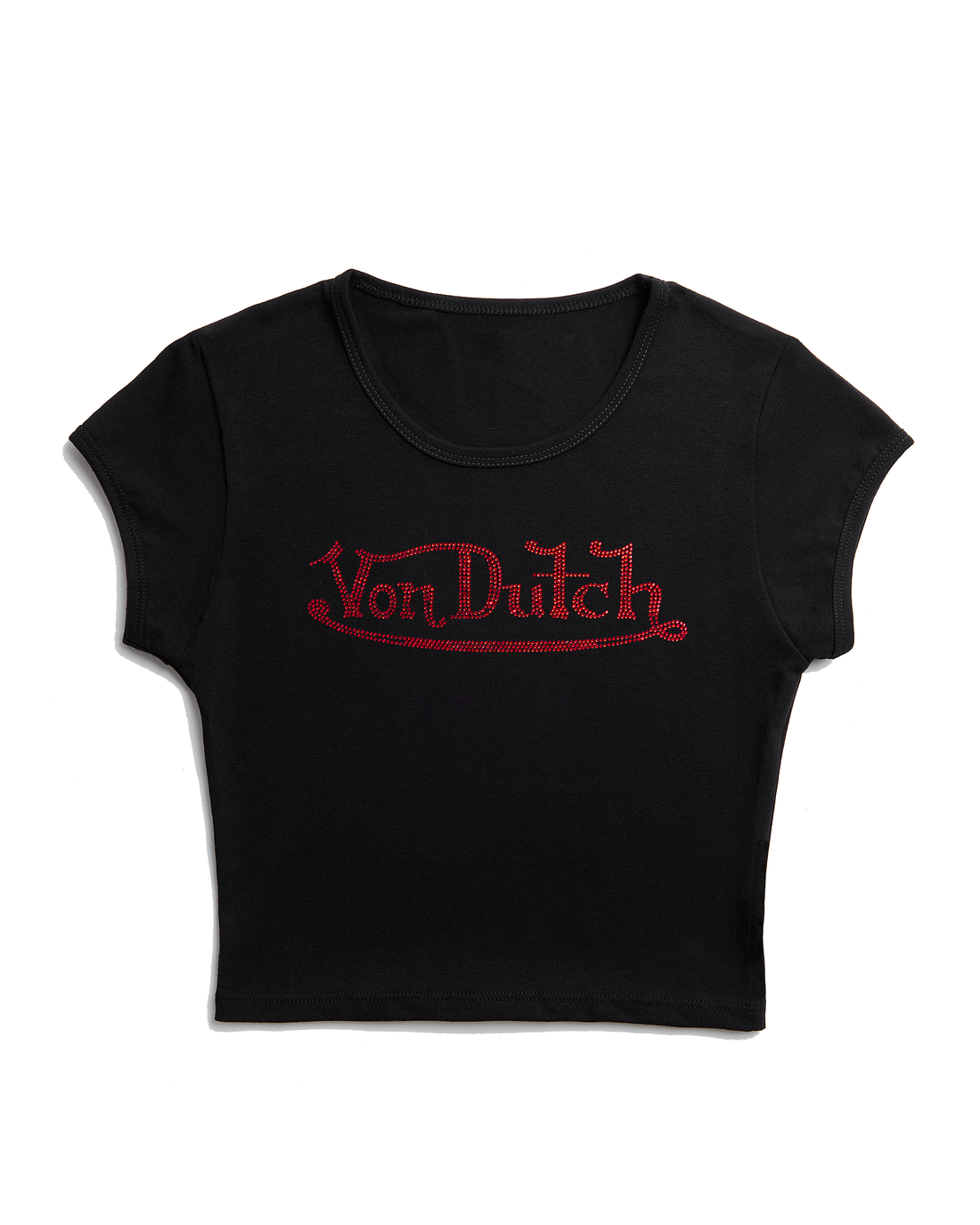 Von Dutch Black & Red Classic Rhinestone Baby Tee