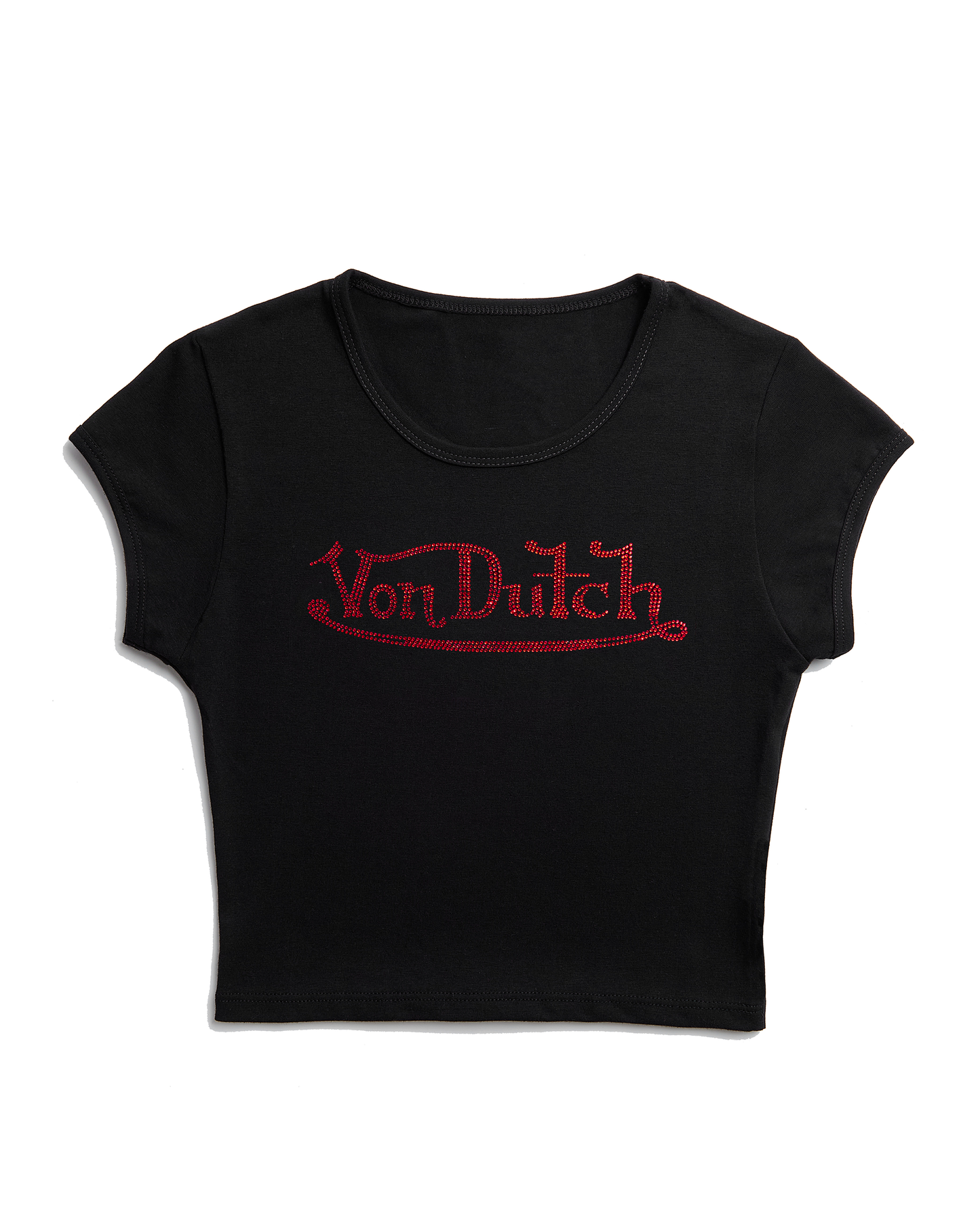Von Dutch Black & Red Classic Rhinestone Baby Tee