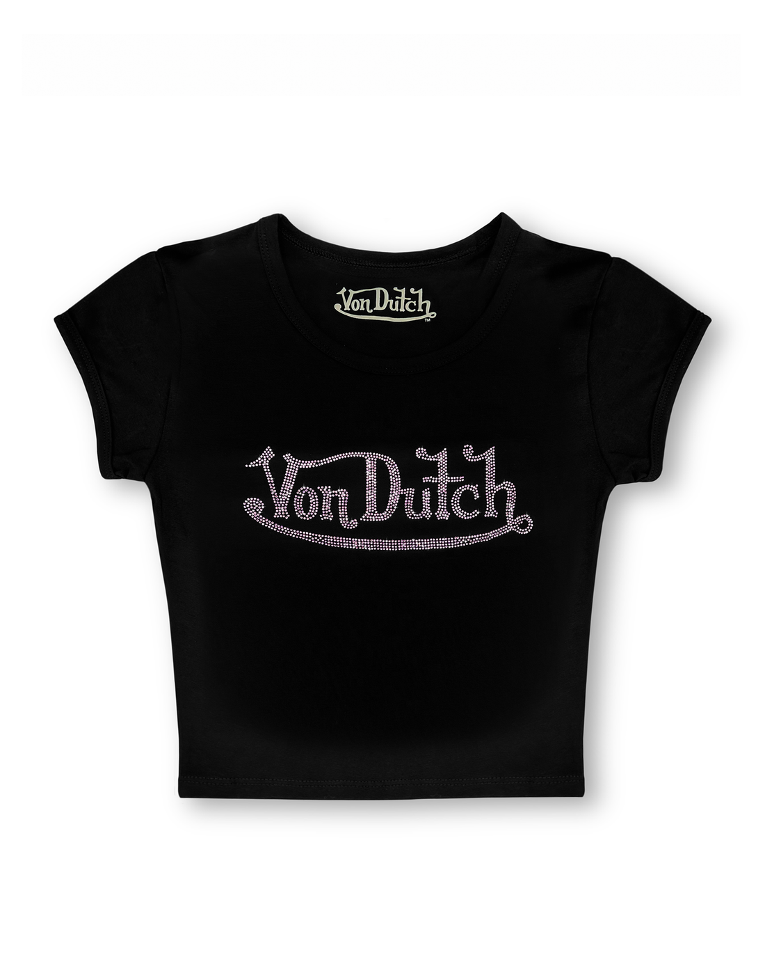 Black & Pink Classic Rhinestone Baby Tee — image 1