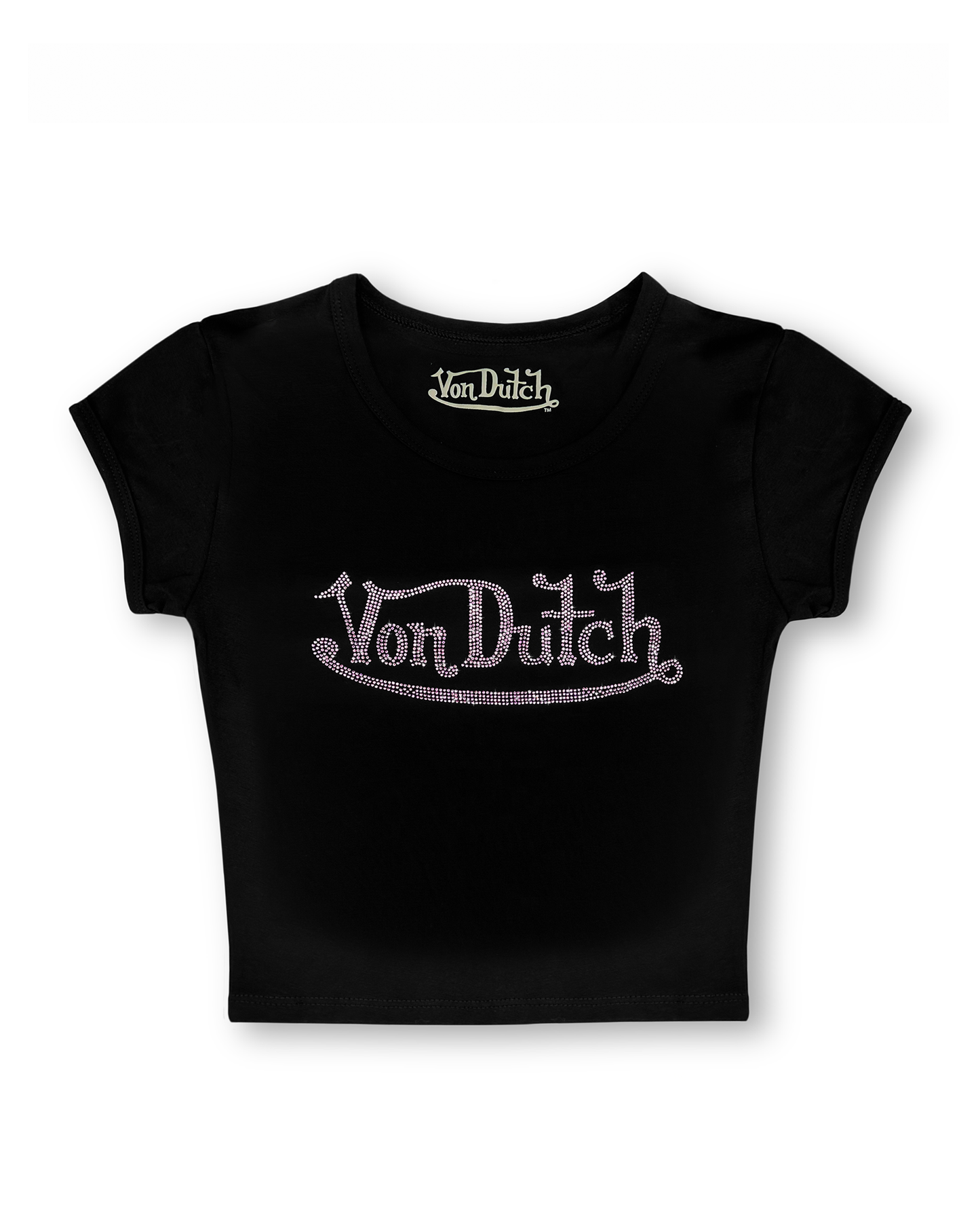 Black & Pink Classic Rhinestone Baby Tee