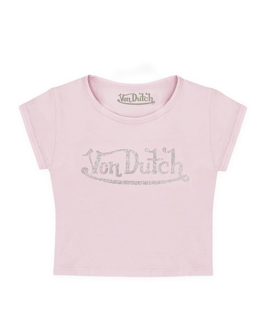 Pink & Clear Classic Rhinestone Baby Tee