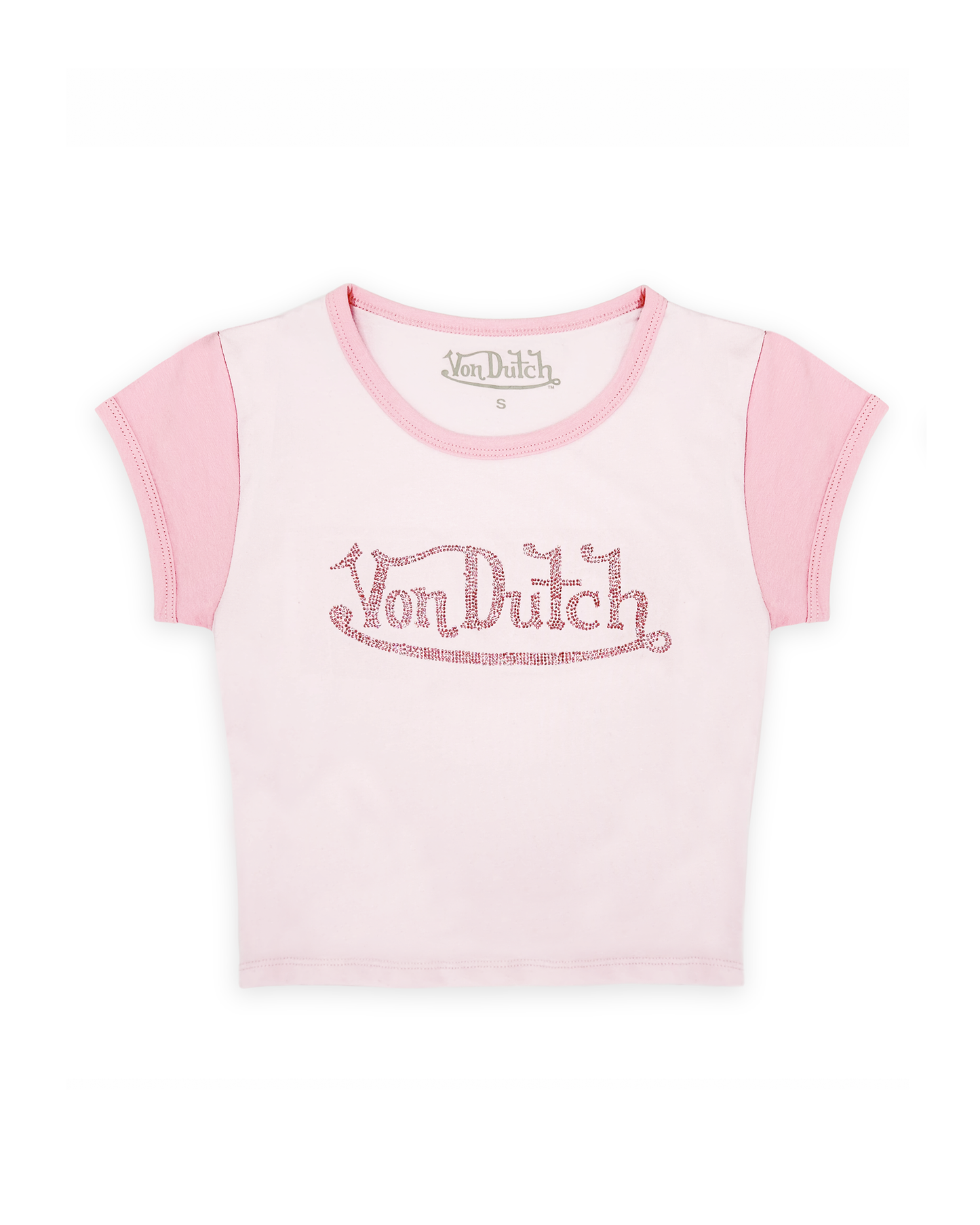 Pink Rhinestone Ringer Tee