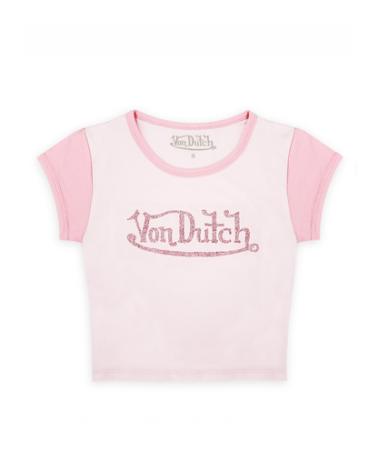 Pink Rhinestone Ringer Tee