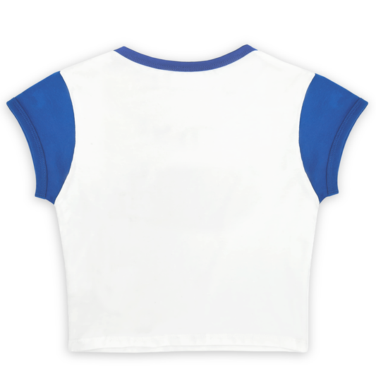 Blue Rhinestone Ringer Tee