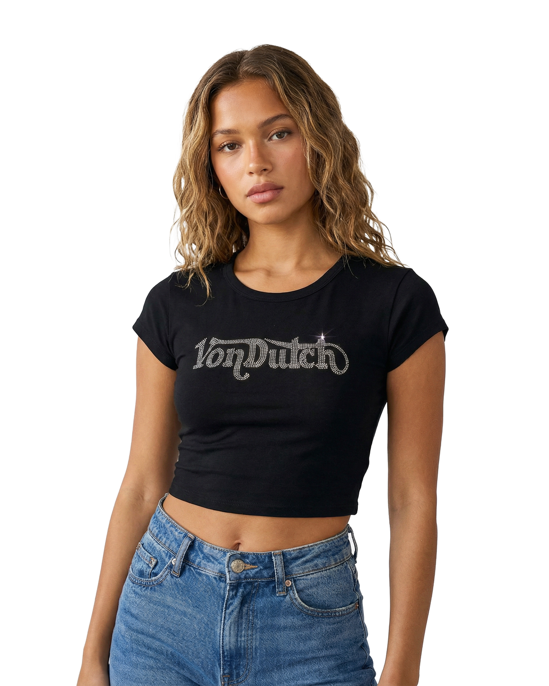Black & Clear Ranch Rhinestone Baby Tee — image 2