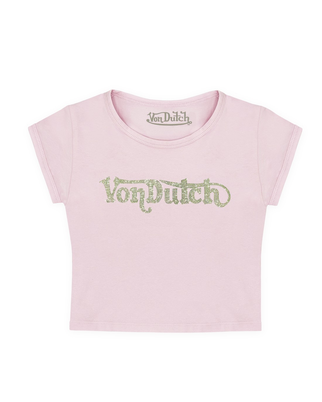 Pink & Green Ranch Rhinestone Baby Tee — image 1