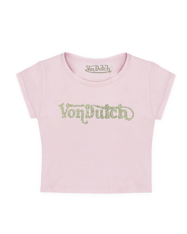 Pink & Green Ranch Rhinestone Baby Tee