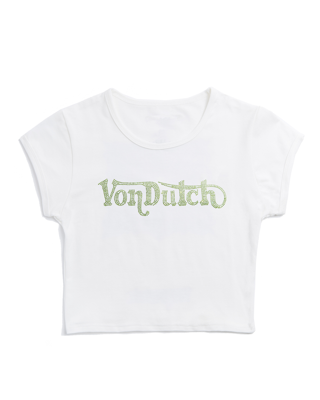 White & Green Ranch Logo Rhinestone Baby Tee
