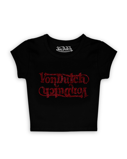 Red Rhinestone Seeing Double Tee