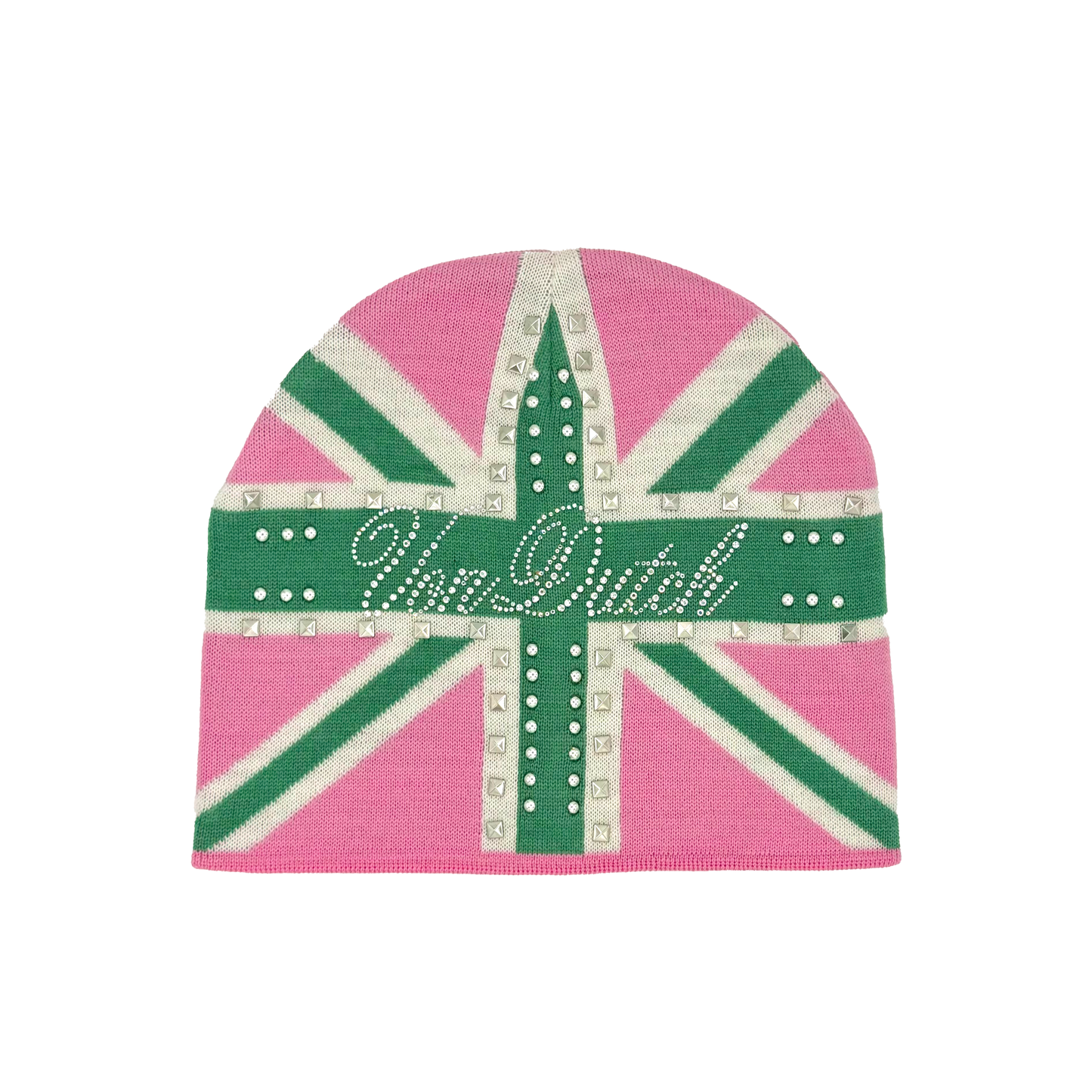Rhinestone Union Beanie - UK Pink