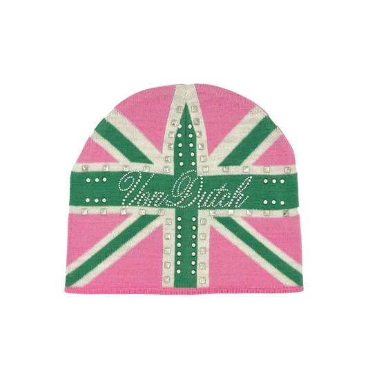 Rhinestone Union Beanie - UK Pink