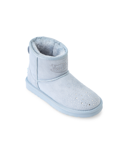 RHINESTONE SHEARLING BOOT - BLUE