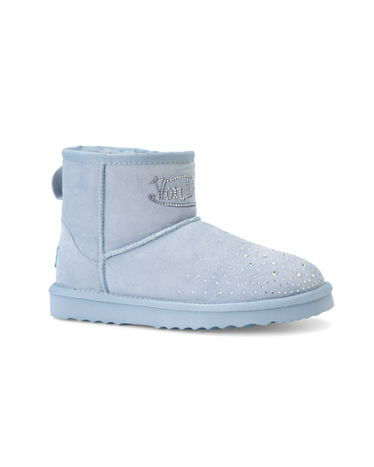 RHINESTONE SHEARLING BOOT - BLUE