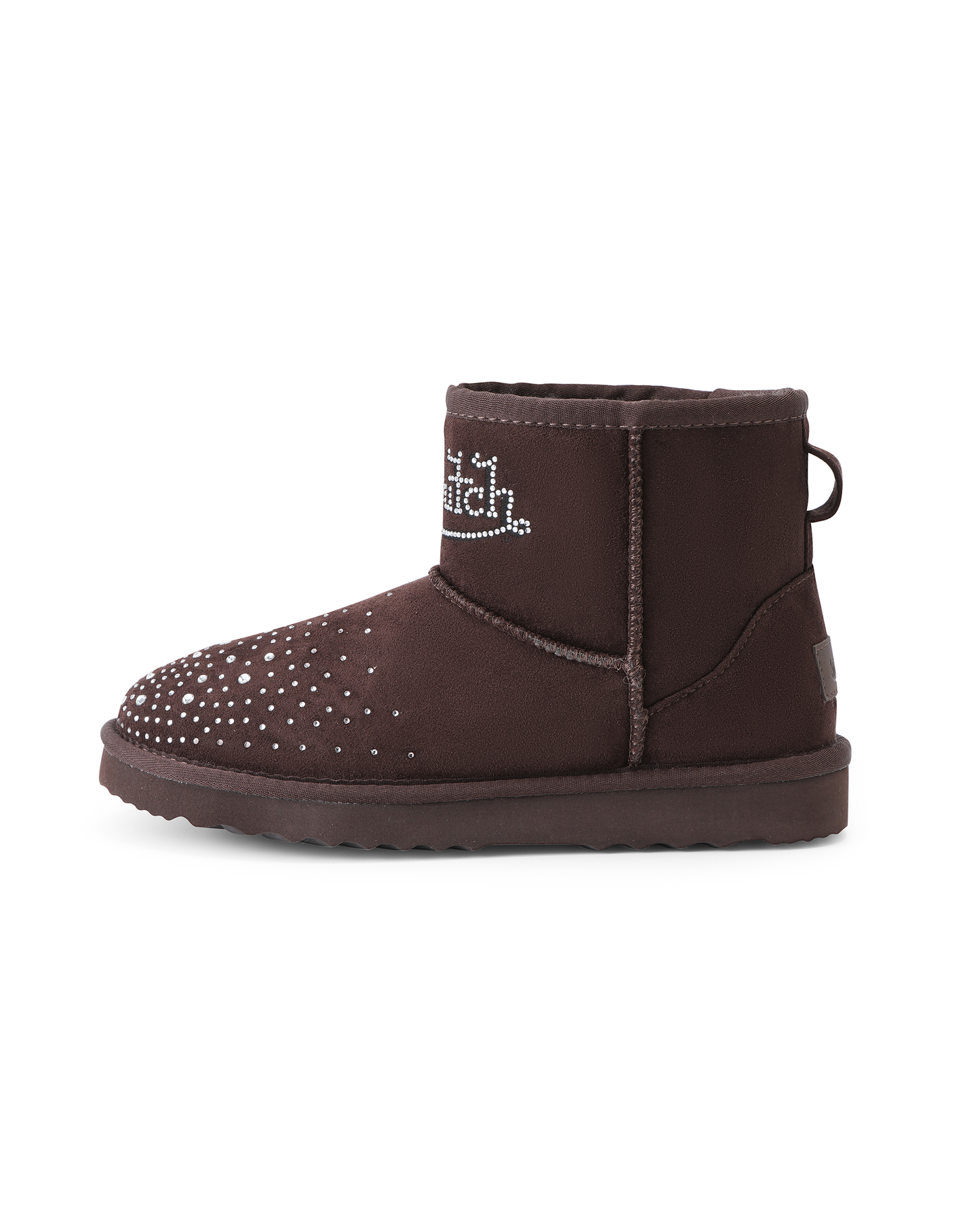 RHINESTONE SHEARLING BOOT - MOCHA