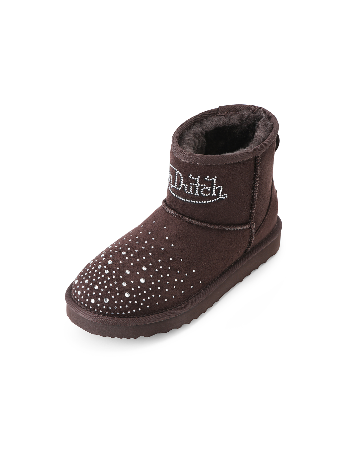 RHINESTONE SHEARLING BOOT - MOCHA