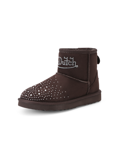 RHINESTONE SHEARLING BOOT - MOCHA