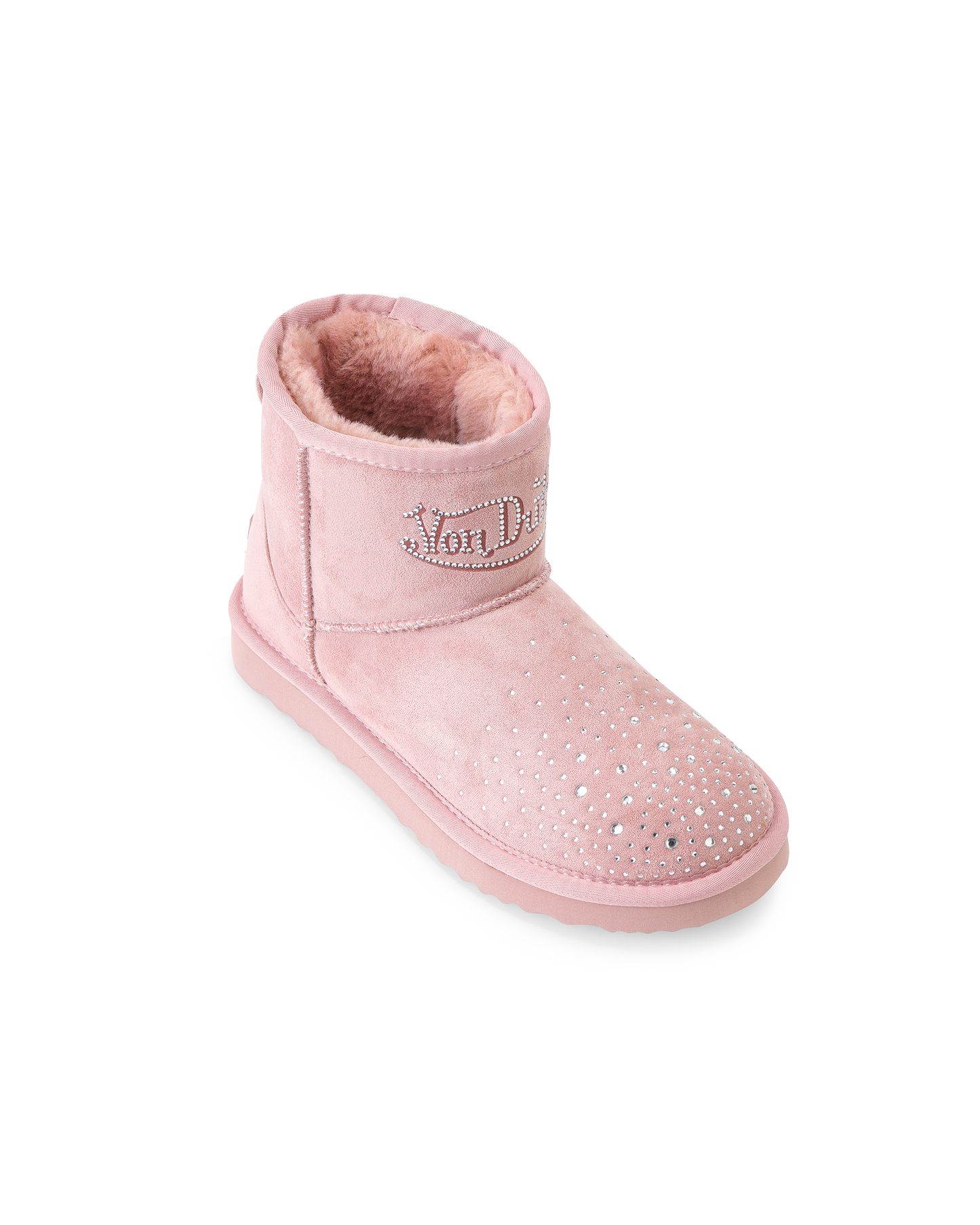 RHINESTONE SHEARLING BOOT - PINK