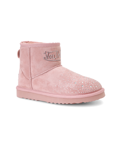 RHINESTONE SHEARLING BOOT - PINK