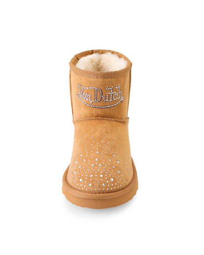 RHINESTONE SHEARLING BOOT - CHESTNUT