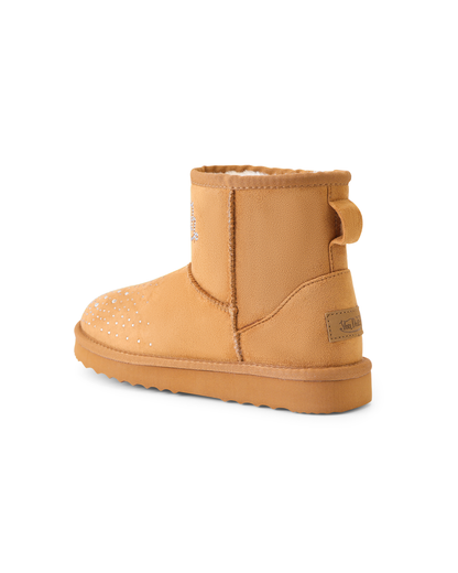 RHINESTONE SHEARLING BOOT - CHESTNUT