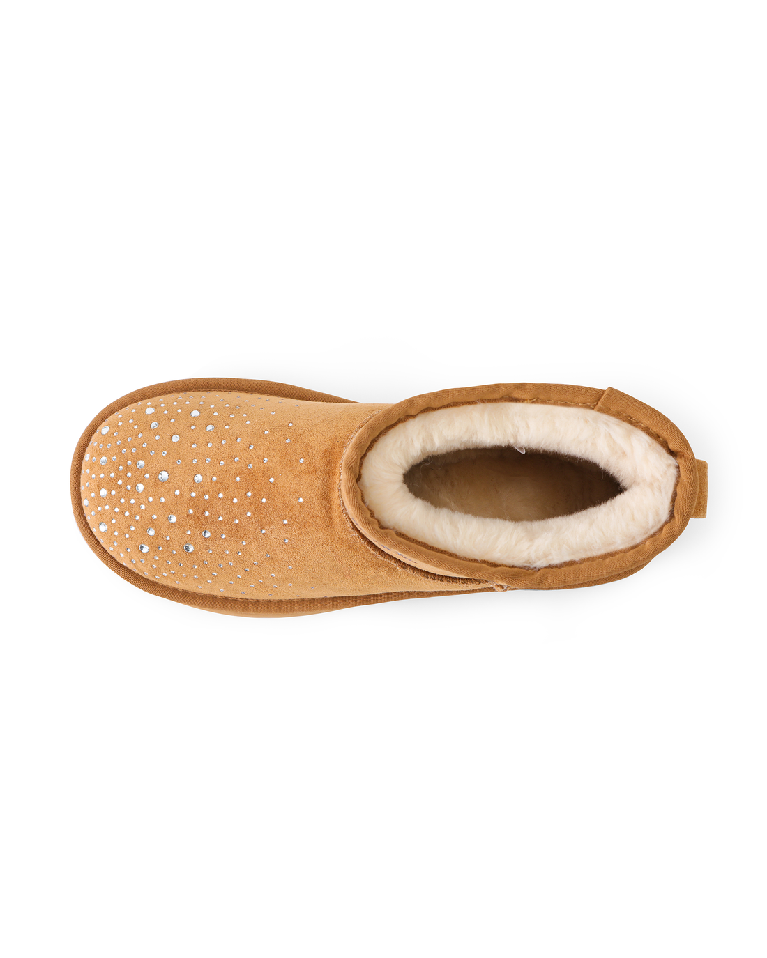 RHINESTONE SHEARLING BOOT - CHESTNUT