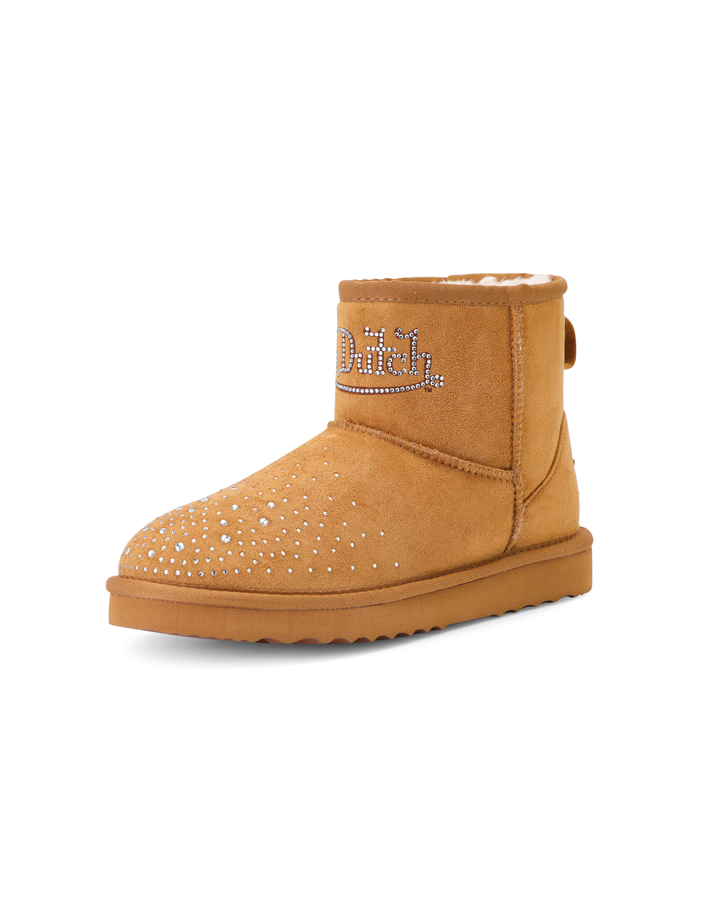 RHINESTONE SHEARLING BOOT - CHESTNUT