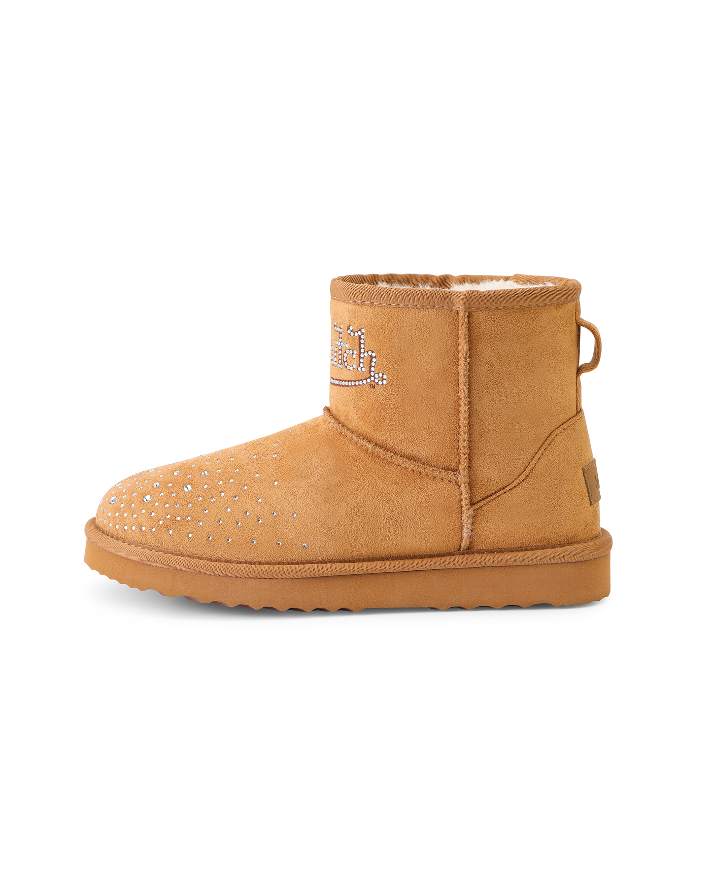RHINESTONE SHEARLING BOOT - CHESTNUT