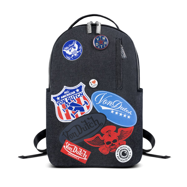 (PRE-ORDER)Medium Sized Black Multi-Patch Backpack