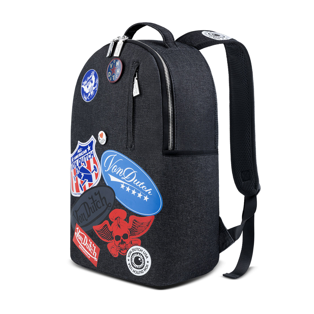 Medium Sized Black Multi-Patch Backpack — image 2