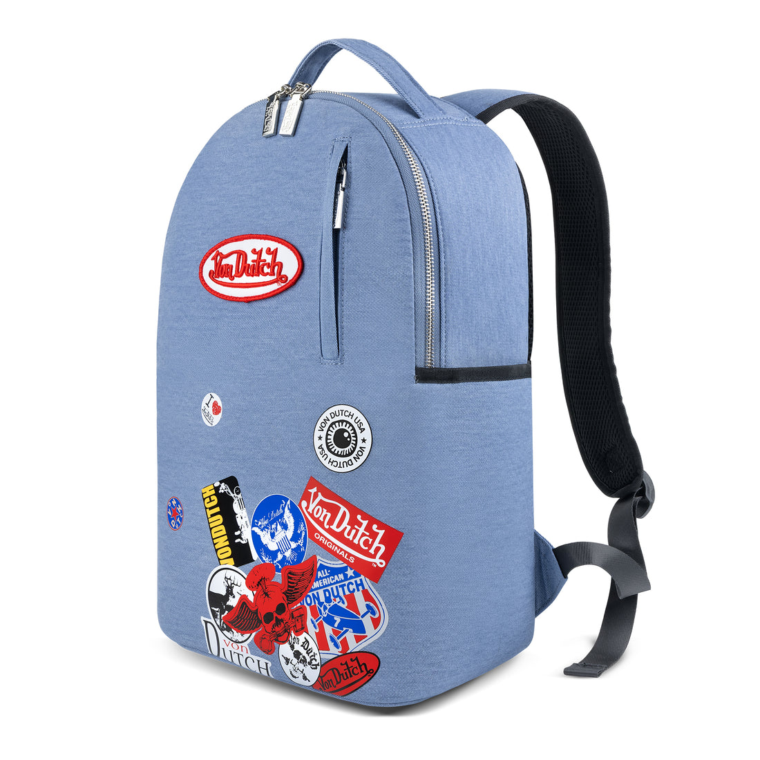 Medium Sized Denim Multi-Patch Backpack — image 2