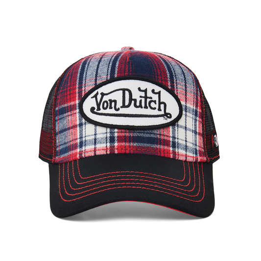 Red Plaid Trucker Hat