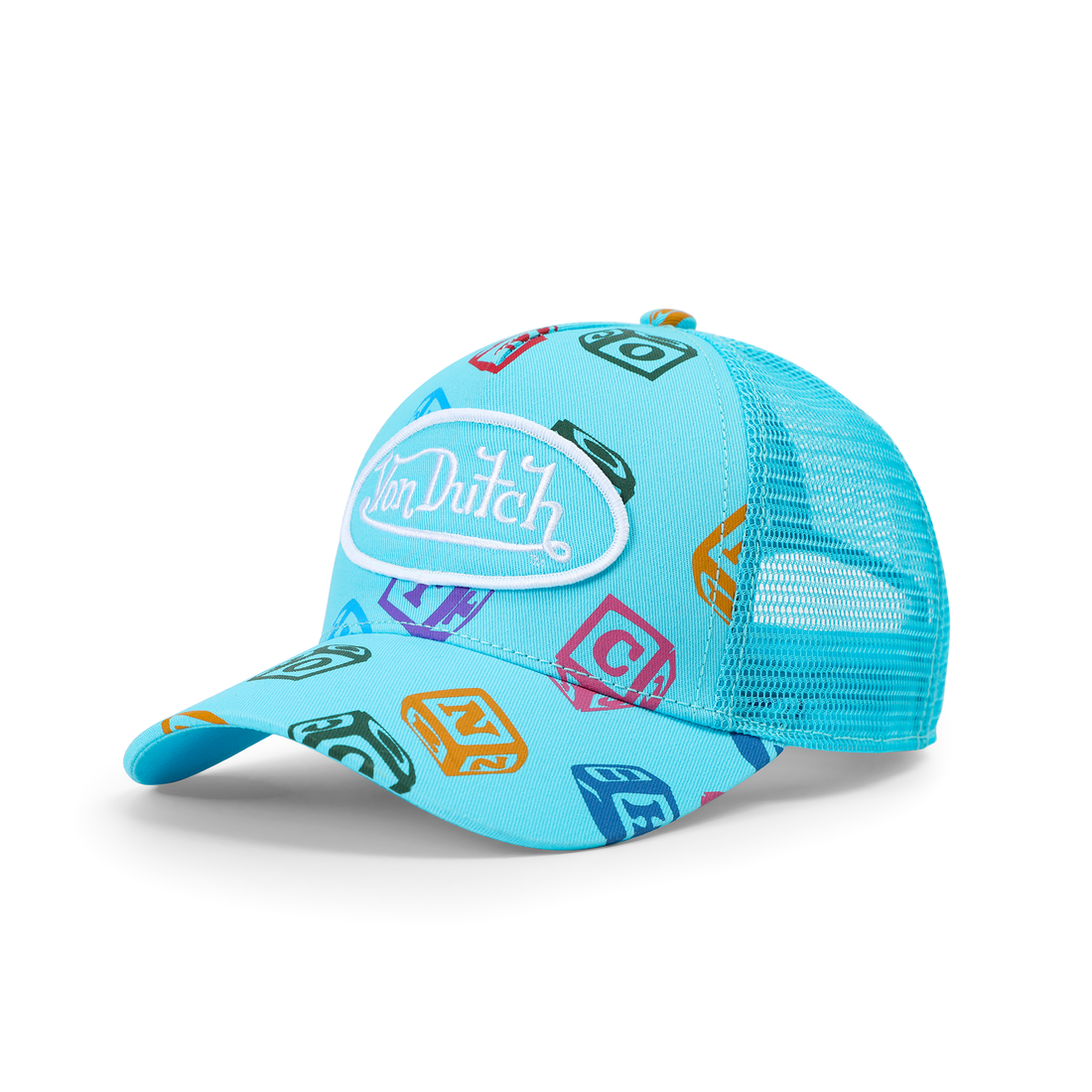 Kids Classic Trucker Hat - Blue All Over Blocks — image 8