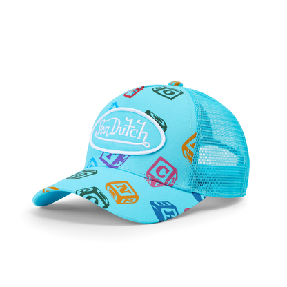 Kids Classic Trucker Hat - Blue All Over Blocks