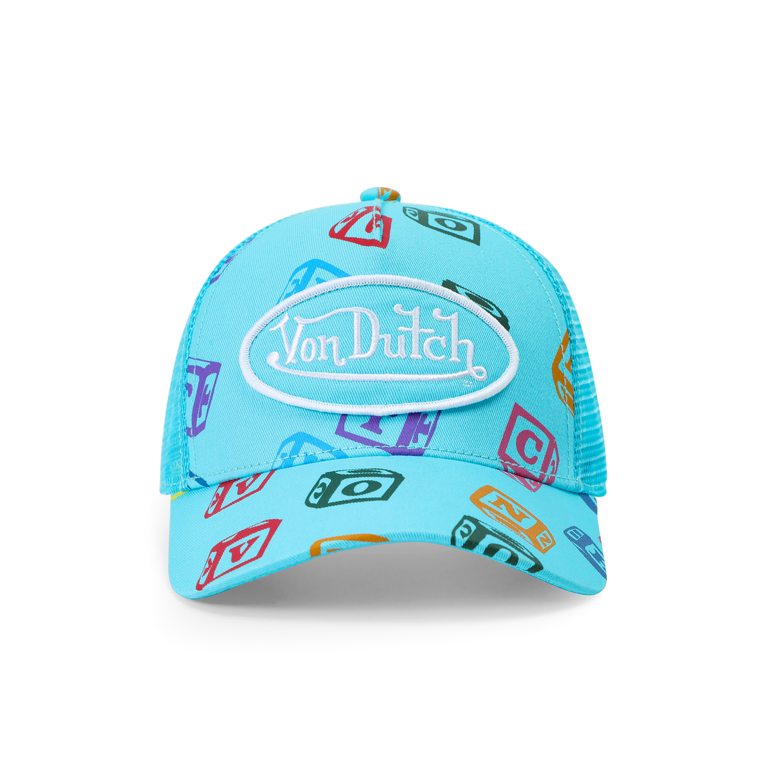 Kids Classic Trucker Hat - Blue All Over Blocks — image 9