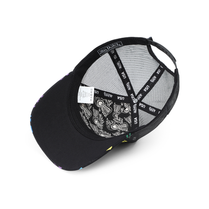 Kids Classic Trucker Hat - Black All Over Blocks