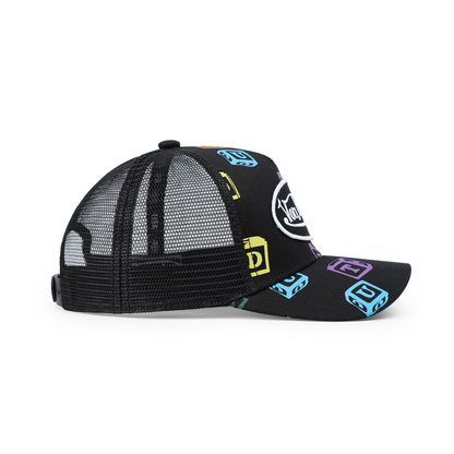 Kids Classic Trucker Hat - Black All Over Blocks