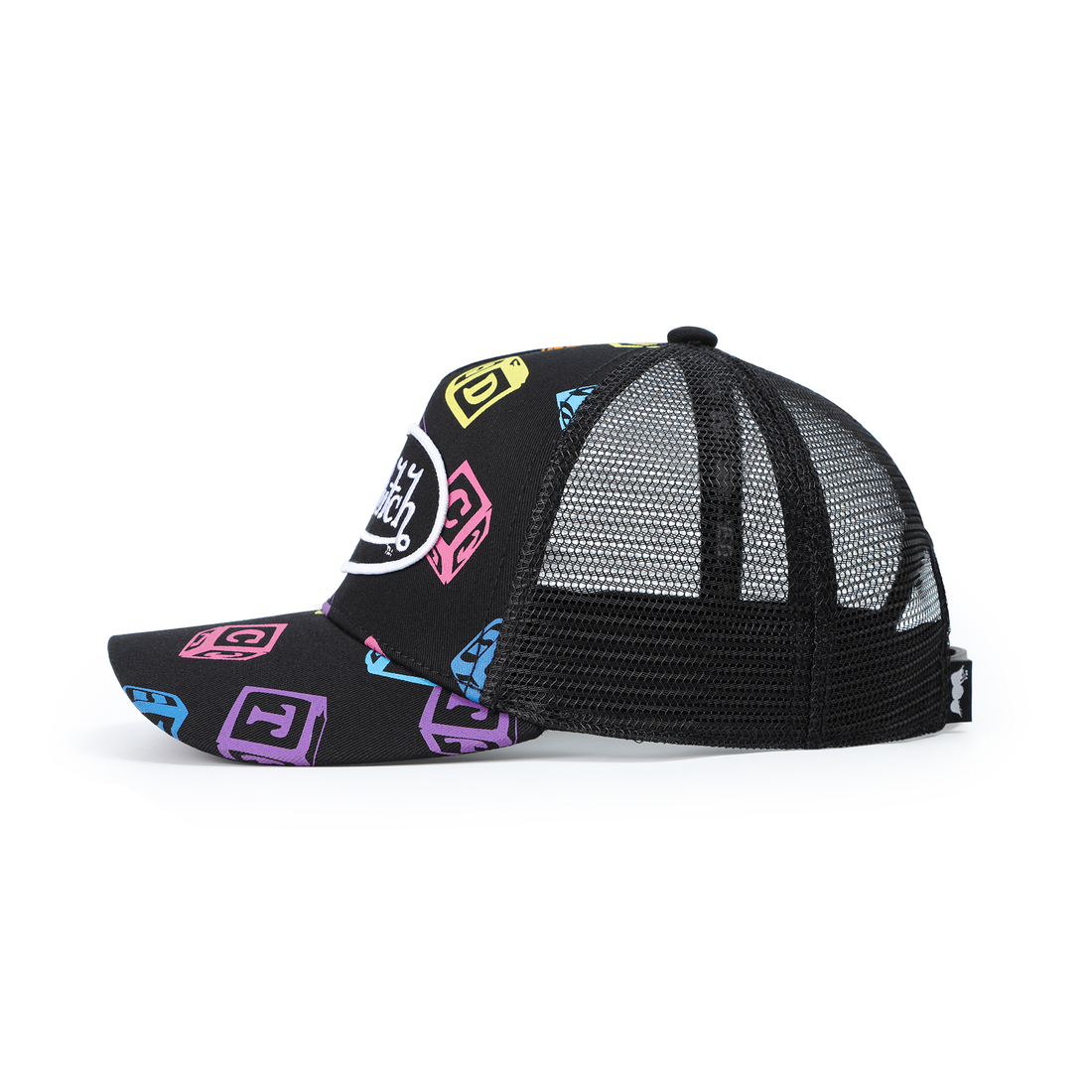 Kids Classic Trucker Hat - Black All Over Blocks — image 3