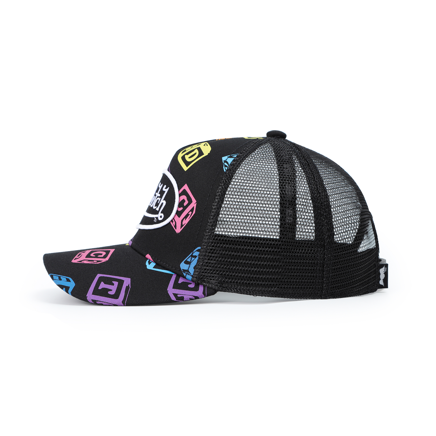 Kids Classic Trucker Hat - Black All Over Blocks