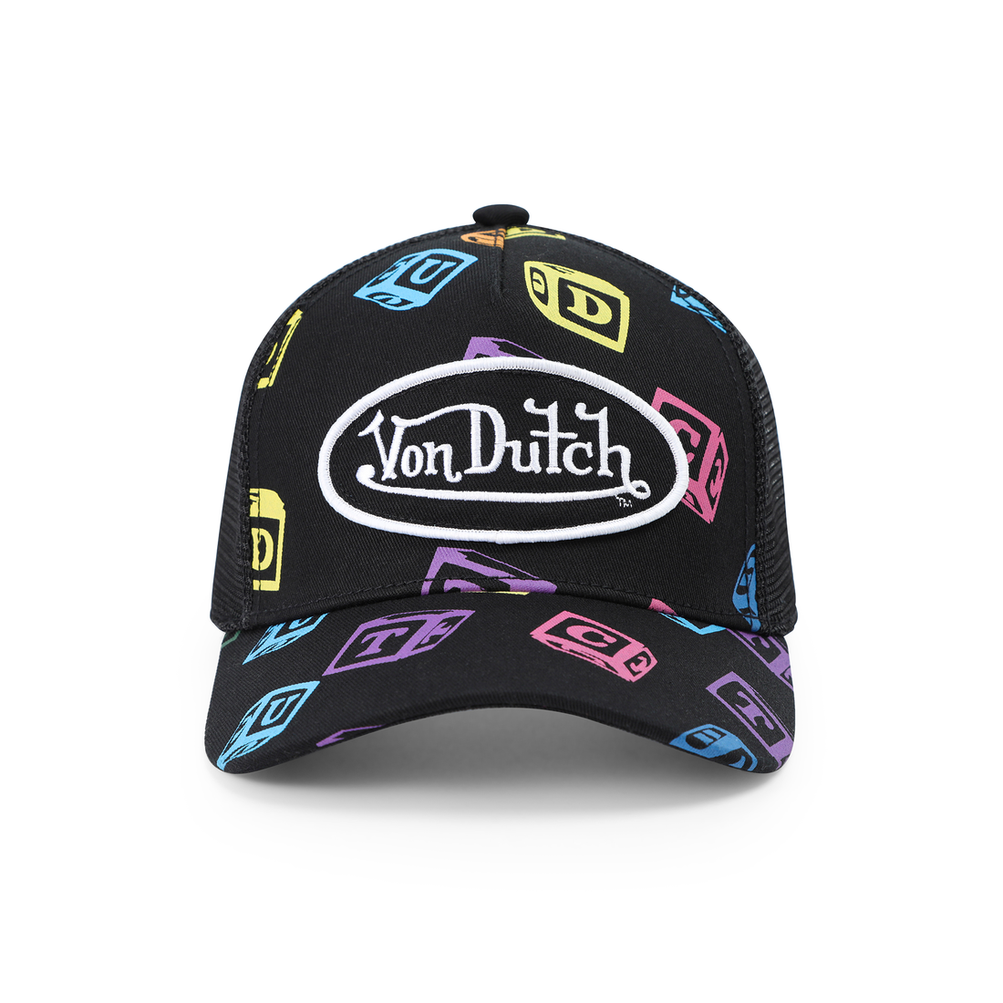 Kids Classic Trucker Hat - Black All Over Blocks — image 1