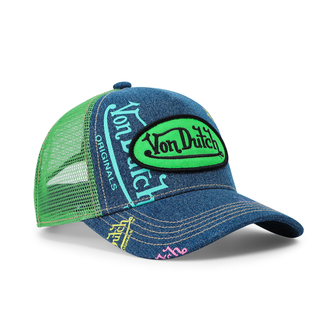 Kids Denim Trucker Hat - Green Apple — image 5