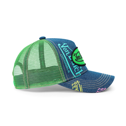 Kids Denim Trucker Hat - Green Apple