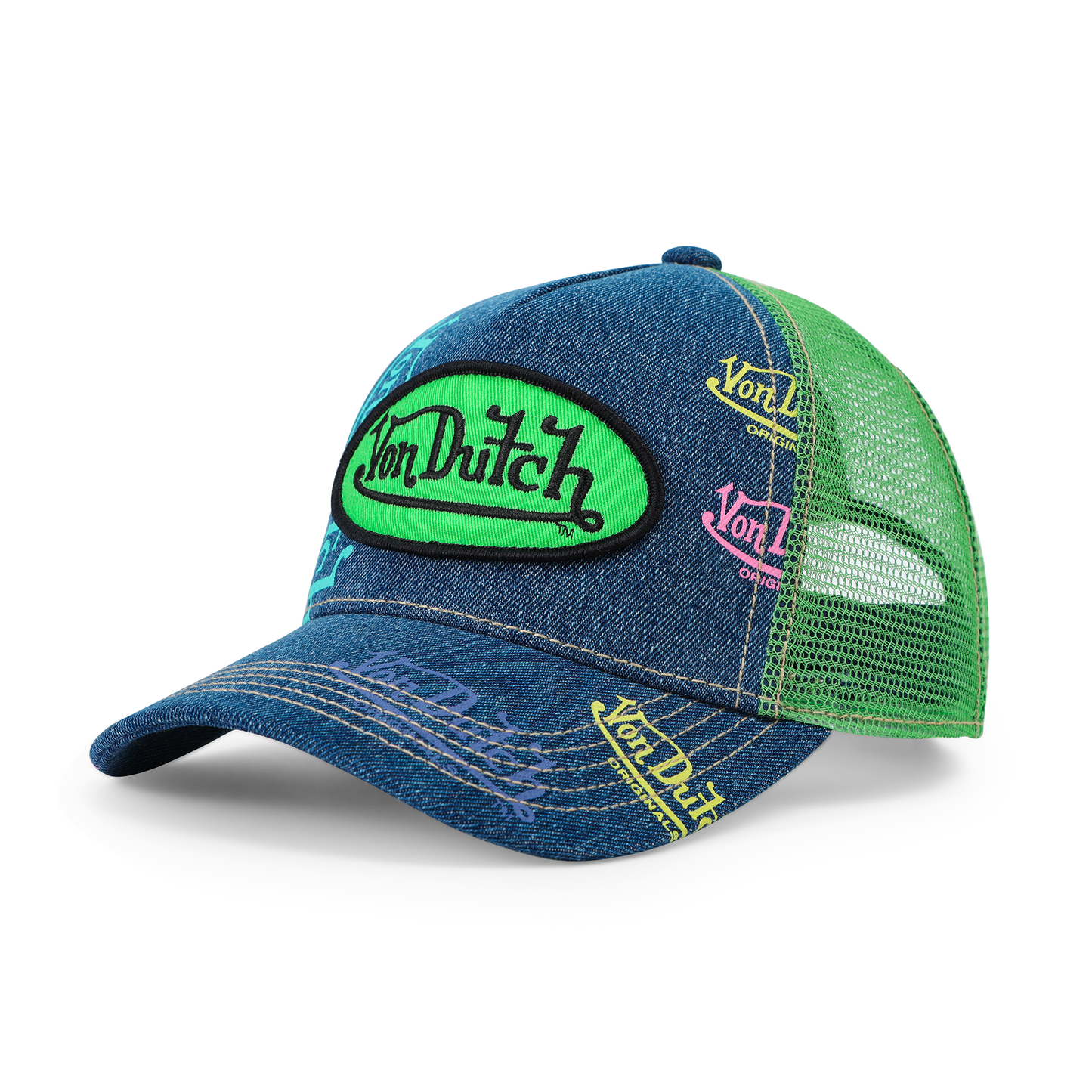 Kids Denim Trucker Hat - Green Apple