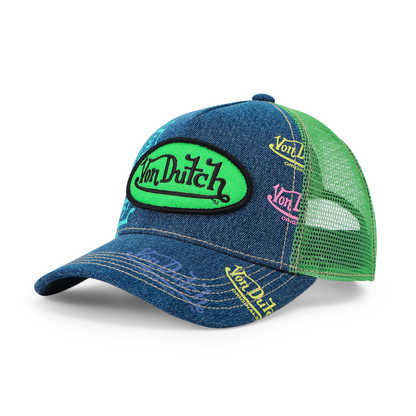 Kids Denim Trucker Hat - Green Apple