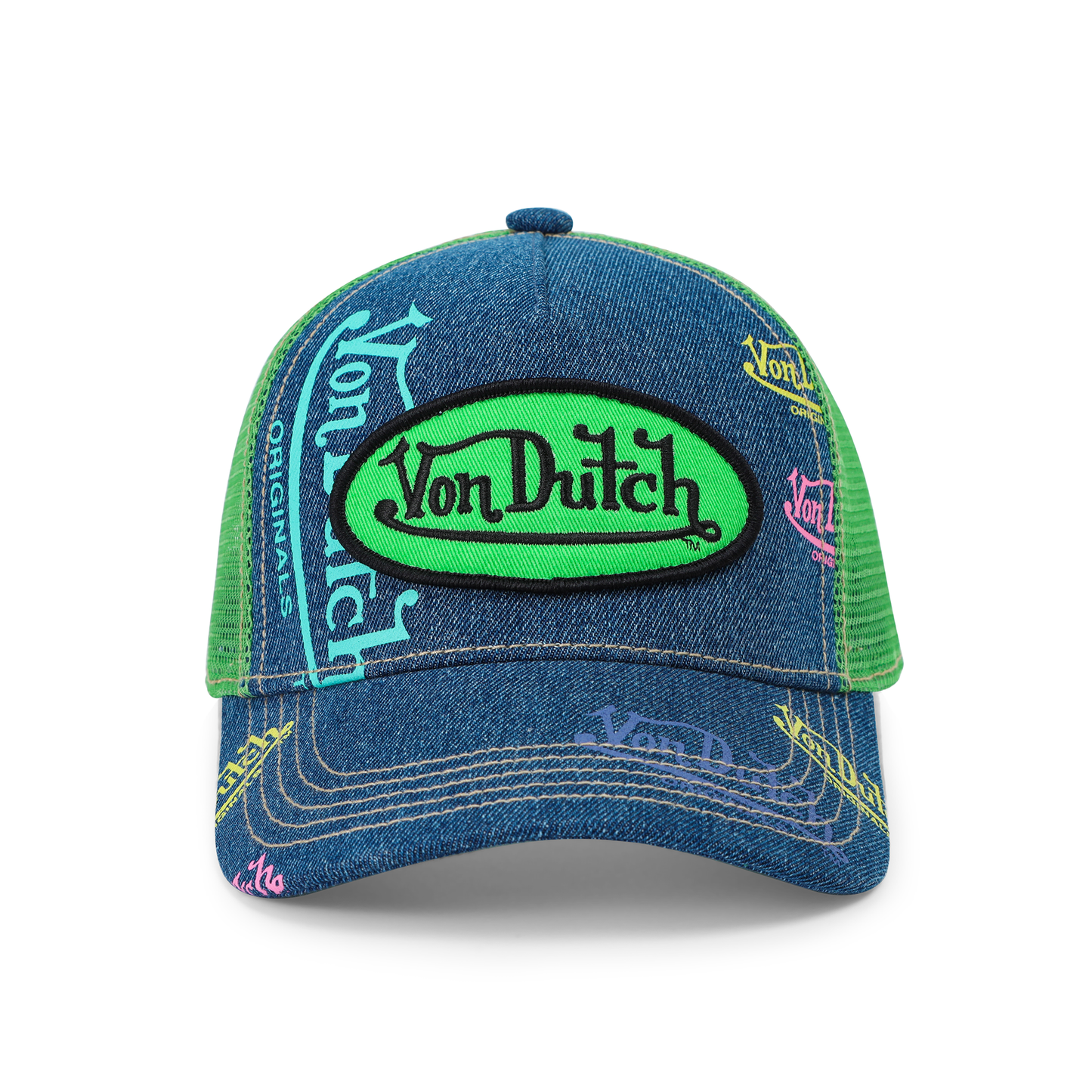Kids Denim Trucker Hat - Green Apple
