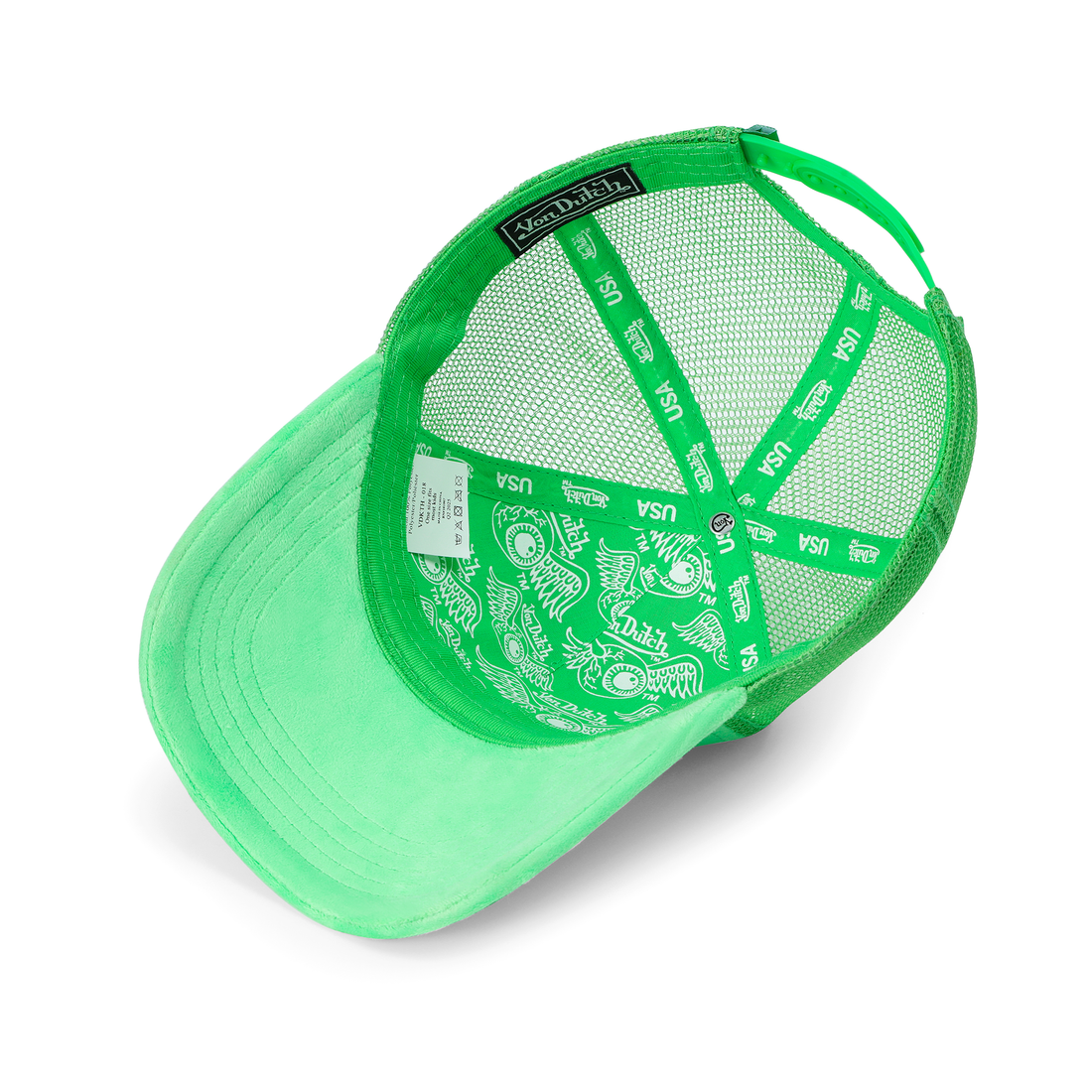 Kids Velvet Trucker Hat -  Lime Green — image 5