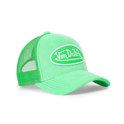 Kids Velvet Trucker Hat -  Lime Green