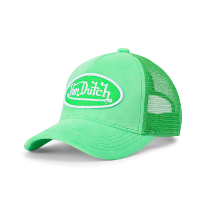 Kids Velvet Trucker Hat -  Lime Green