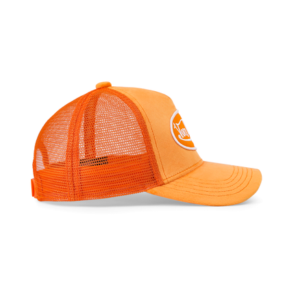 Kids Velvet Trucker Hat - Neon Orange
