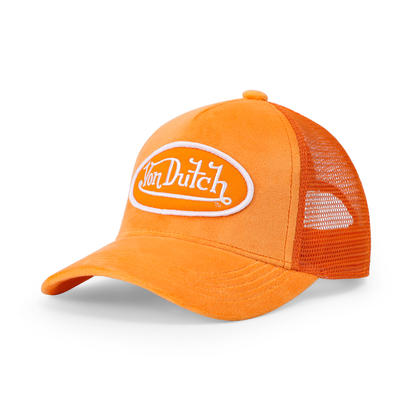 Kids Velvet Trucker Hat - Neon Orange