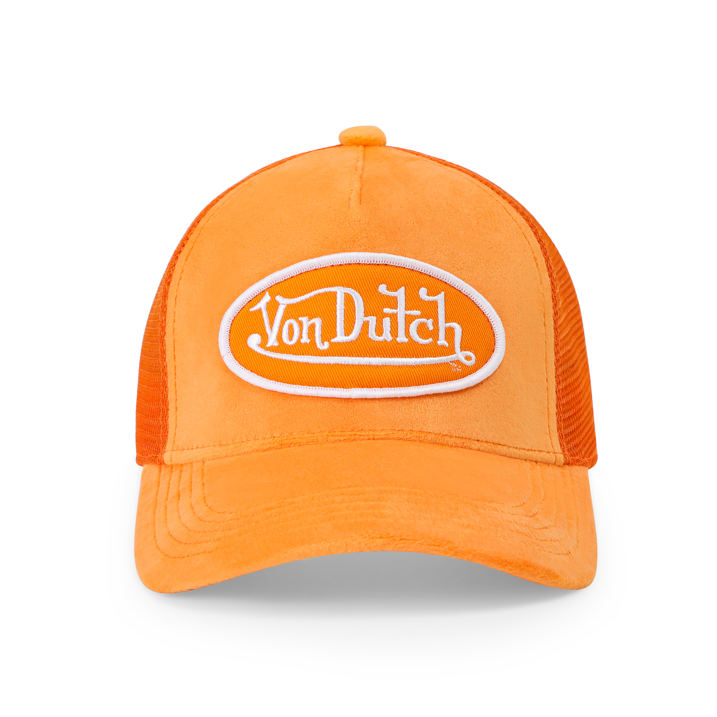Kids Velvet Trucker Hat - Neon Orange